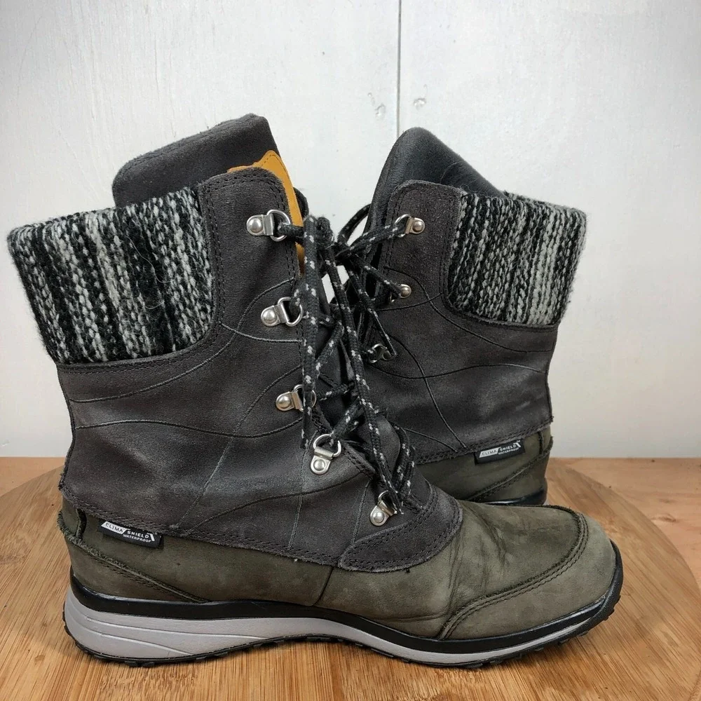 Salomon Hime Womens 7.5 shoes Gray Suede Insulated Winter Mid Calf boots